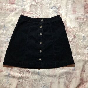 H&M Divided Black Corduroy Button Front Skirt
